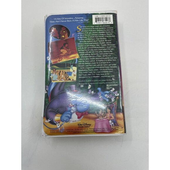 Disney Black Diamond VHS Aladdin 1993 Animated Classic OOP Tape - Picture 4 of 8